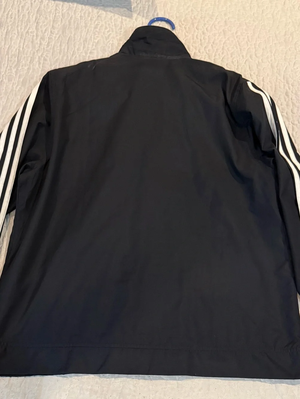adidas Black Windbreaker with White Three-Stripes